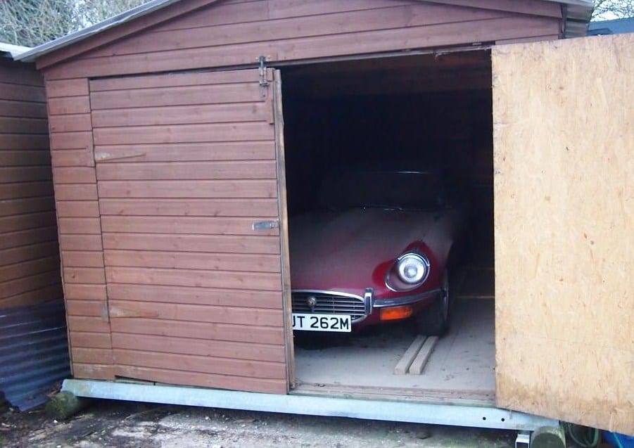 The Jaguar was stored in a nondescript backyard garage 