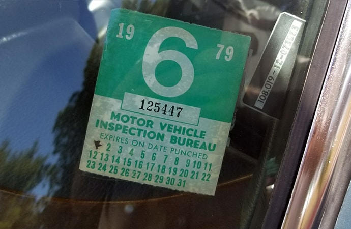 In addition to original paperwork, the car still retains its 1979 inspection sticker. | Barrett-Jackson photo