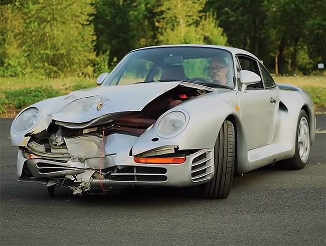 How much the crashed 1987 Porsche 959 will go for at Mecum's Monterey auction is anyone's guess, but t's going to likely be a high-dollar car. | Screenshot