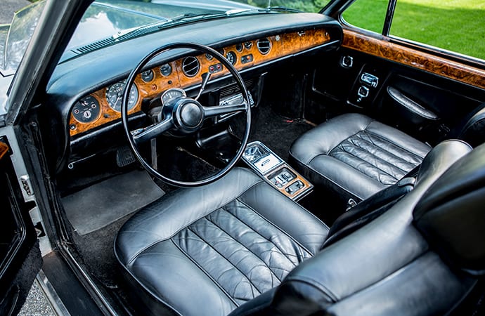 The interior of the Silver Shadow Mulliner Park Ward convertible looked to be in good condition. | Bonhams photo