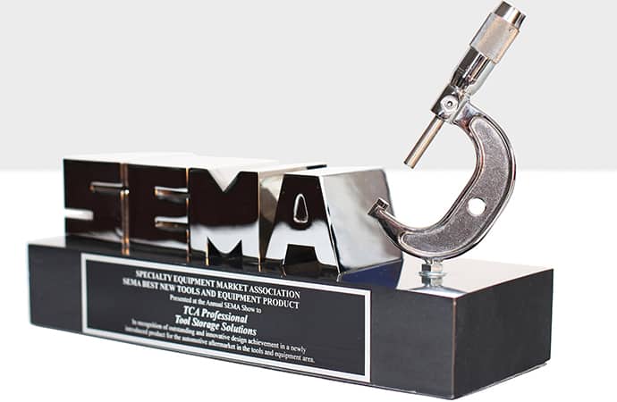 A best new product award from SEMA is a coveted prize, such as this one claimed by TCA Professional Tool Storage Solutions a few years ago. | TCA Professional Tool Storage Solutions photo