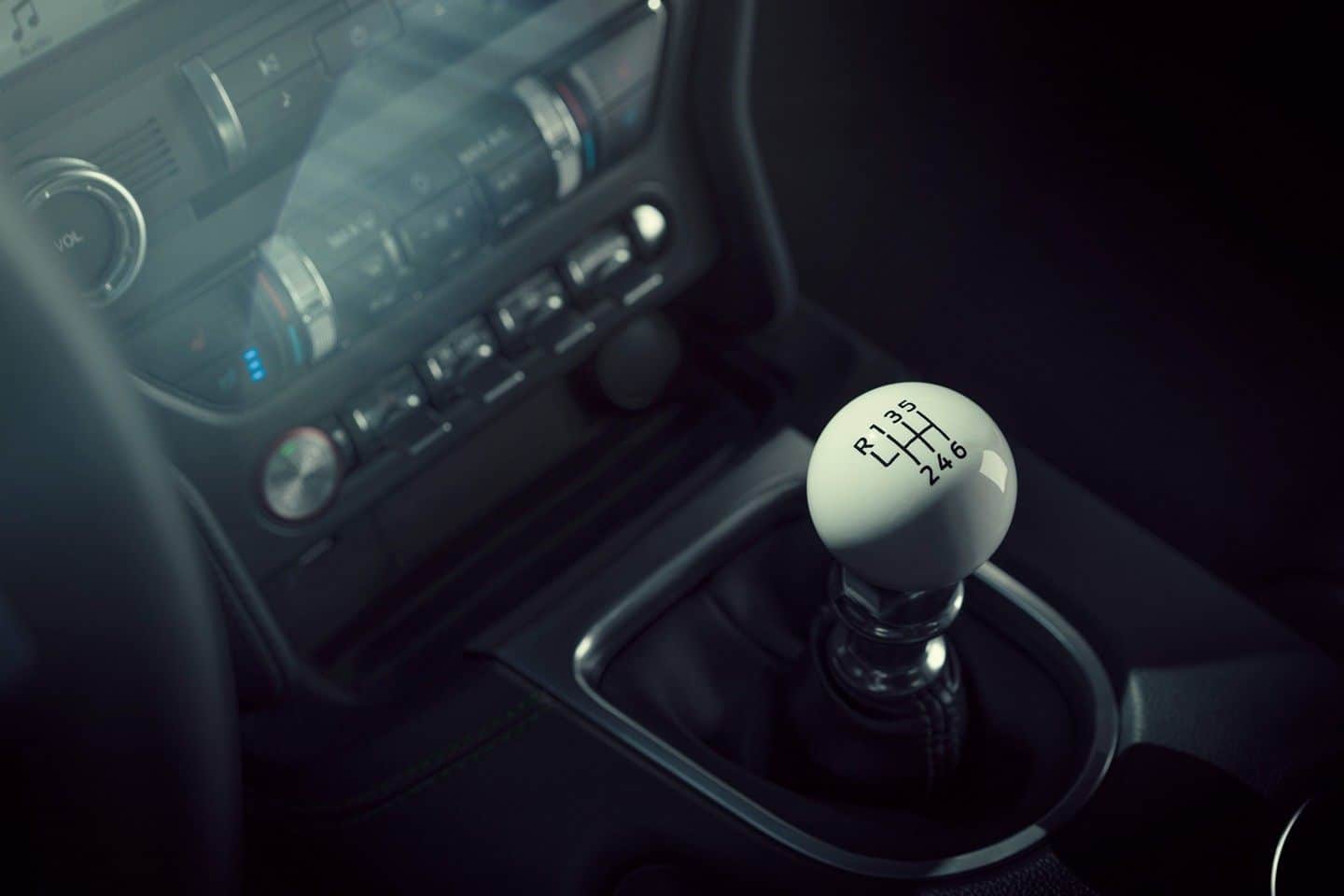 You know what's awesome? A stock six-speed manual with the white cue ball shifter, that's what. | Ford Motor Company photo