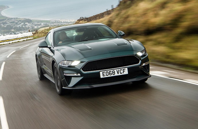 Journalist Steve Sutcliffe drives a Ford Mustang Bullitt on part of the Isle of Man TT course known as the Mountain Road. | Ford Motor Company photo