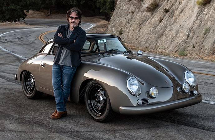 Musician John Oates stands next to a custom 1960 Porsche 356 built by Rod Emory. | Emory Motorsports photo