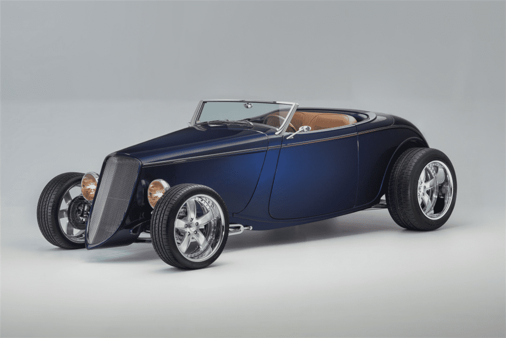 This custom 1933 Ford roadster will be on offer at the upcoming Barrett-Jackson auction in Scottsdale. | Barrett-Jackson photos