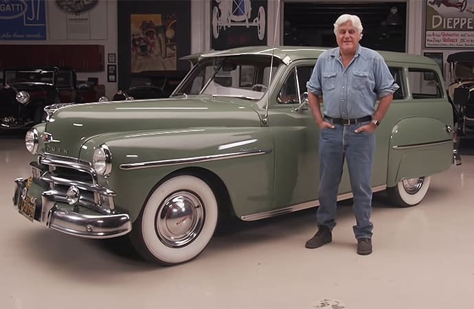 Jay Leno was thrilled to show off this 1950 Plymouth Suburban on a recent episode of Jay Leno's Garage. | Screenshot