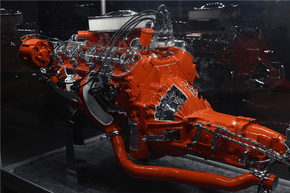 This unique Corvette 396/425 Cutaway Engine display from the General Motors Futurama Pavilion at the 1964-65 New York World’s Fair will be selling at no reserve during the 2019 Scottsdale auction. | Barrett-Jackson photos