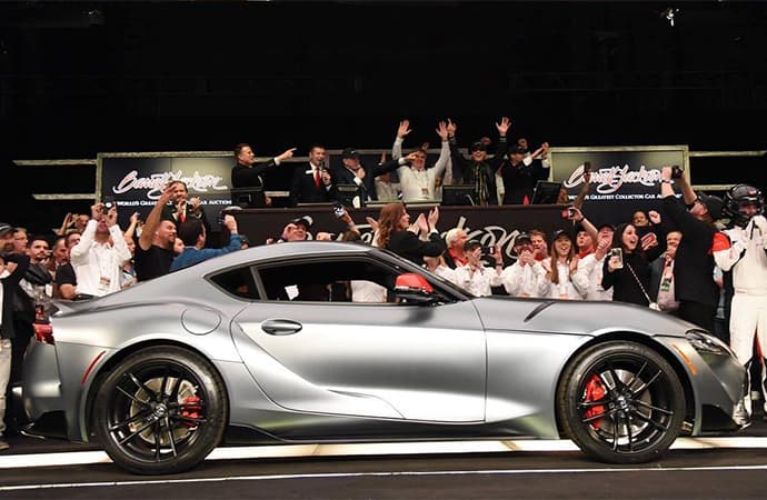 Barrett-Jackson sold the rights to the first production 2020 Toyota Supra on Saturday for $2.1 million. | Instagram photo/@barrett_jackson