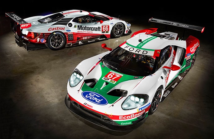 Two Ford GTs wrapped in historic liveries will compete in the Rolex 24 at Daytona. | Ford Performance photo