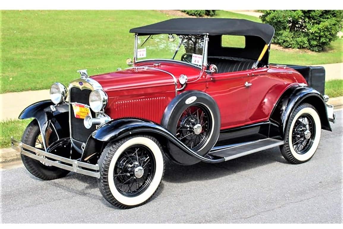 1930 Ford Model A rumble-seat roadster in restored condition