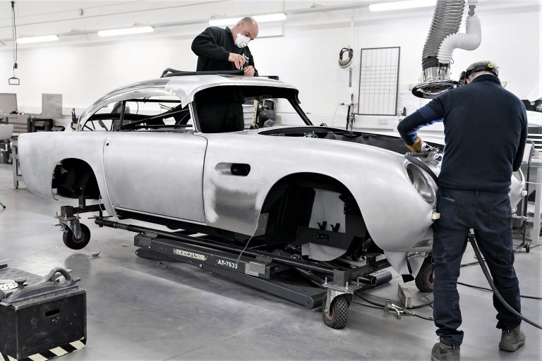 Aston Martin building retro DB5 series complete with 007 spy gadgets