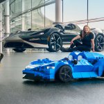 McLaren Elva with Lego replica and Rachel Brown