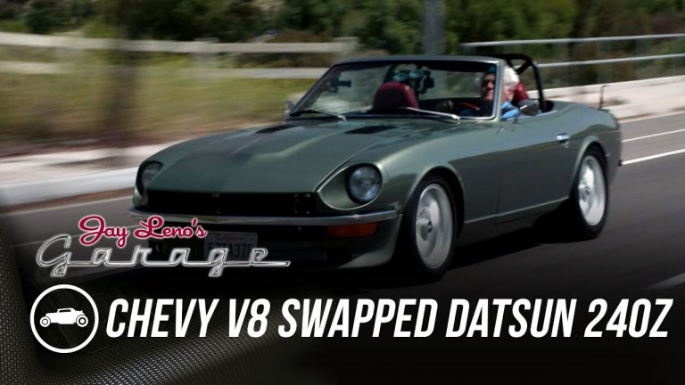 A V8-powered Datsun 240Z rumbles into Jay Leno’s Garage