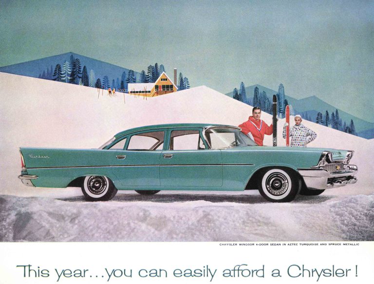 1960 Chrysler Windsor four-door sedan winter ad