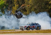 Travis Pastrana drives a Subaru in Gymkhana 2022