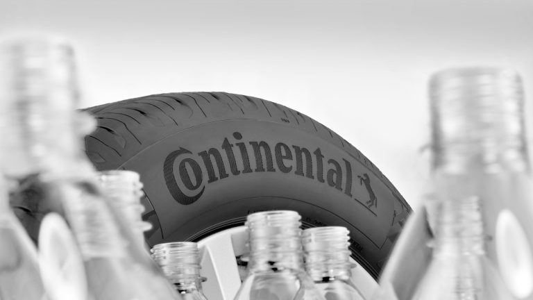 Continental developing tires made from rubber, rice husks, and plastic bottles