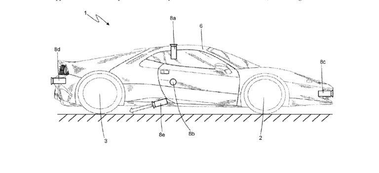 Diagram of car fitted with gas thrusters in Ferrari patent